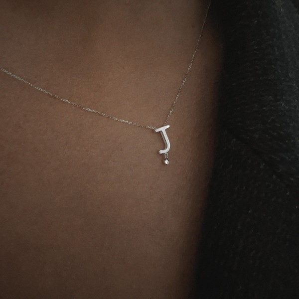 Collier Vanrycke ABÉCÉDAIRE "J" Diamant Or blanc 18k