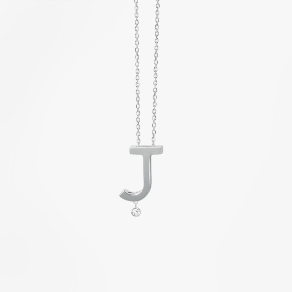 Collier Vanrycke ABÉCÉDAIRE "J" Diamant Or blanc 18k