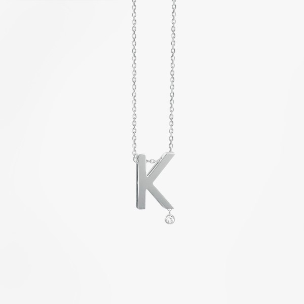 Collier Vanrycke ABÉCÉDAIRE "K" Diamant Or blanc 18k