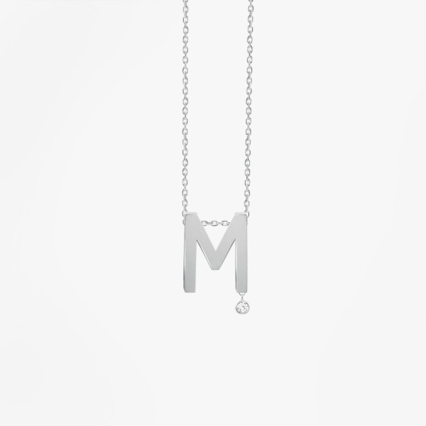 Collier Vanrycke ABÉCÉDAIRE "M" Diamant Or blanc 18k