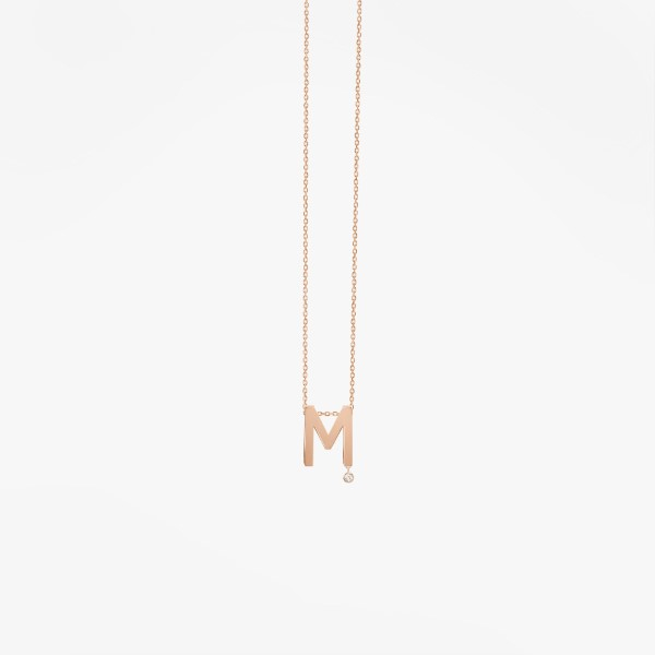 Collier Vanrycke ABÉCÉDAIRE "M" Diamant Or rose 18k