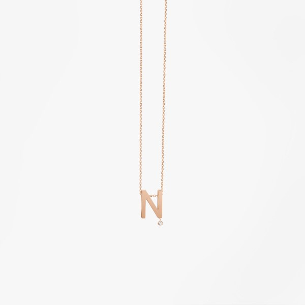 Collier Vanrycke ABÉCÉDAIRE "N" Diamant Or rose 18k