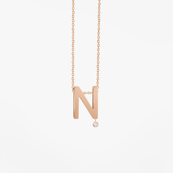 Collier Vanrycke ABÉCÉDAIRE "N" Diamant Or rose 18k