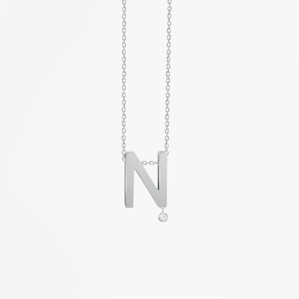 Collier Vanrycke ABÉCÉDAIRE "N" Diamant Or blanc 18k