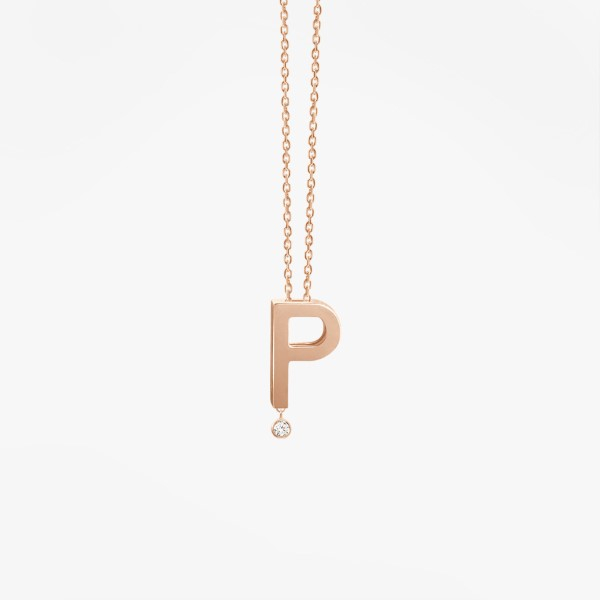 Collier Vanrycke ABÉCÉDAIRE "P" Diamant Or rose 18k