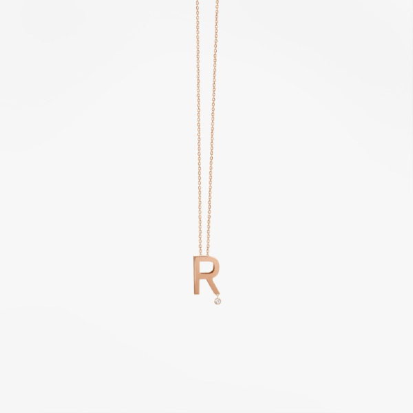 Collier Vanrycke ABÉCÉDAIRE "R" Diamant Or rose 18k