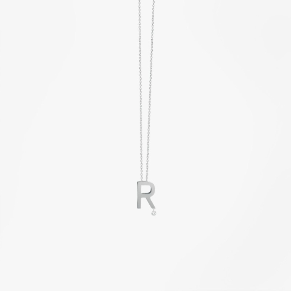 Collier Vanrycke ABÉCÉDAIRE "R" Diamant Or blanc 18k