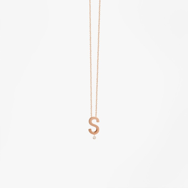 Collier Vanrycke ABÉCÉDAIRE "S" Diamant Or rose 18k