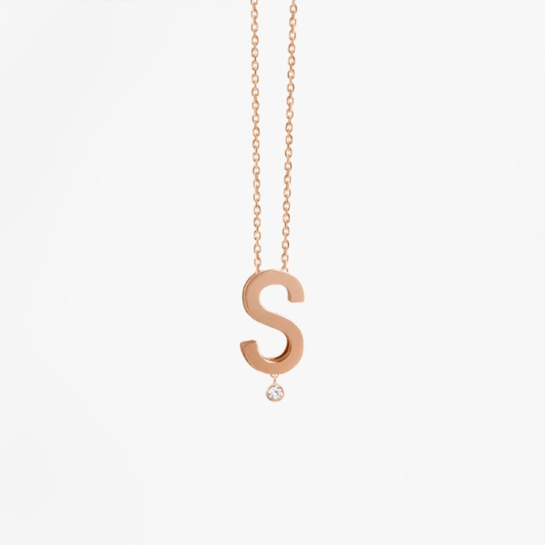 Collier Vanrycke ABÉCÉDAIRE "S" Diamant Or rose 18k