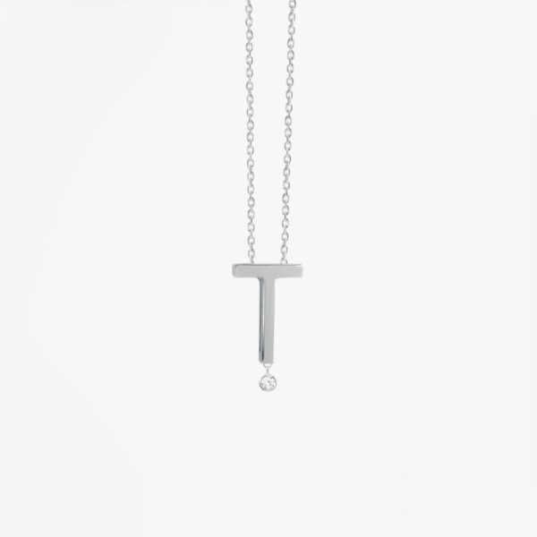 Collier Vanrycke ABÉCÉDAIRE "T" Diamant Or blanc 18k