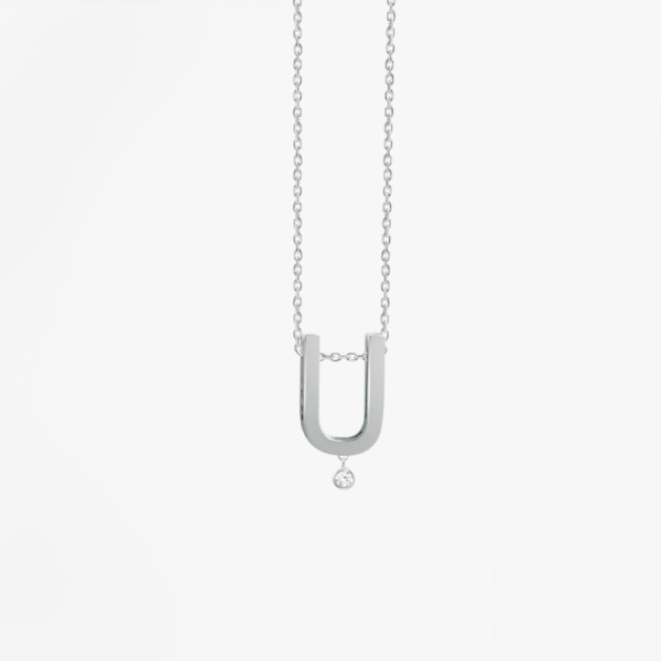 Collier Vanrycke ABÉCÉDAIRE "U" Diamant Or blanc 18k