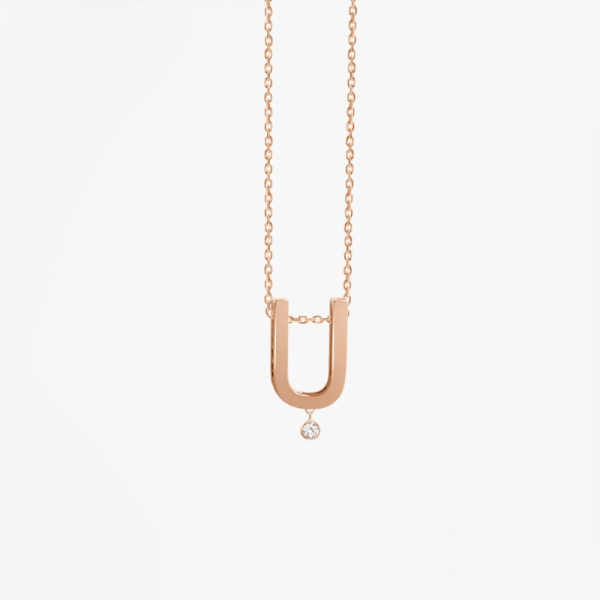 Collier Vanrycke ABÉCÉDAIRE "U" Diamant Or rose 18k