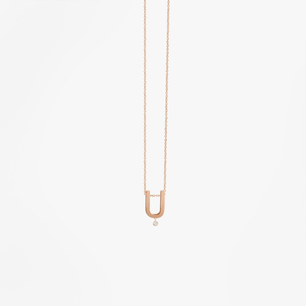 Collier Vanrycke ABÉCÉDAIRE "U" Diamant Or rose 18k