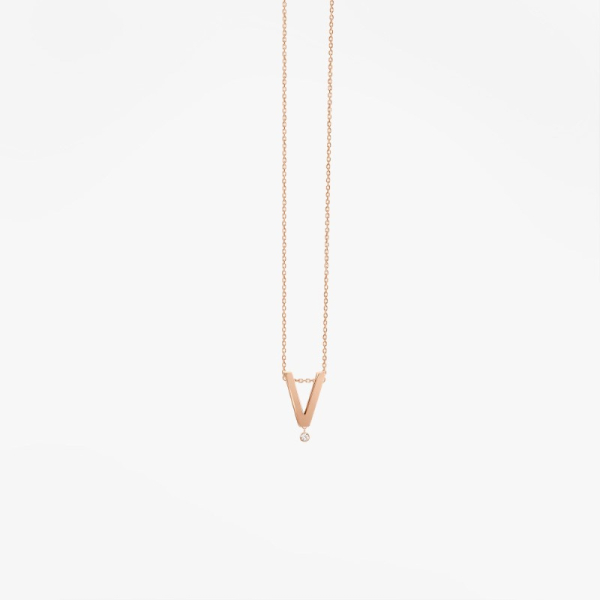 Collier Vanrycke ABÉCÉDAIRE "V" Diamant Or rose 18k