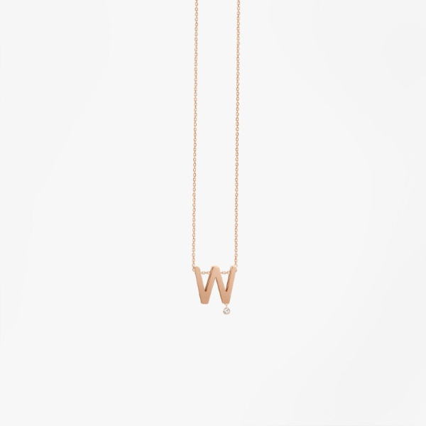 Collier Vanrycke ABÉCÉDAIRE "W" Diamant Or rose 18k