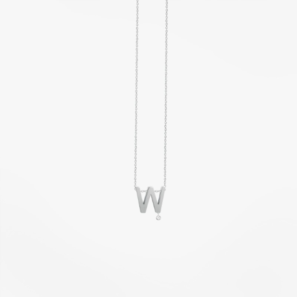 Collier Vanrycke ABÉCÉDAIRE "W" Diamant Or blanc 18k