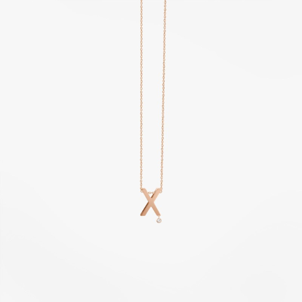 Collier Vanrycke ABÉCÉDAIRE "X" Diamant Or rose 18k