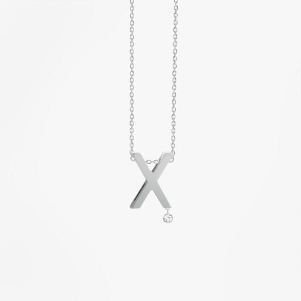 Collier Vanrycke ABÉCÉDAIRE "X" Diamant Or blanc 18k