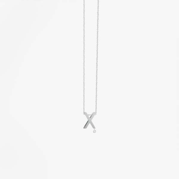 Collier Vanrycke ABÉCÉDAIRE "X" Diamant Or blanc 18k