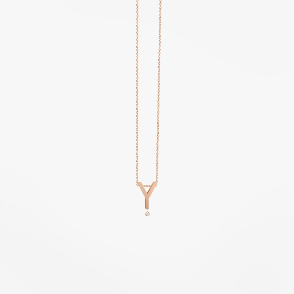 Collier Vanrycke ABÉCÉDAIRE "Y" Diamant Or rose 18k