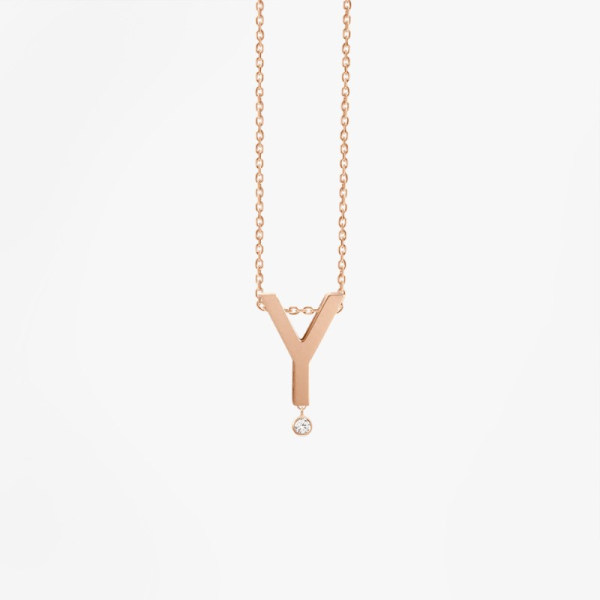 Collier Vanrycke ABÉCÉDAIRE "Y" Diamant Or rose 18k