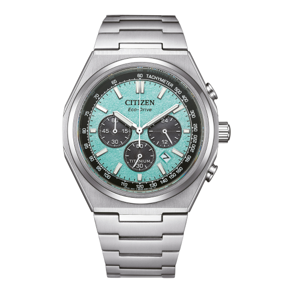 Montre CITIZEN Super Titanium Chrono Cadran Turquoise CA4610-85M