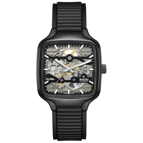 Montre Rado True Square Automatic Skeleton 38mm Bracelet Caoutchouc