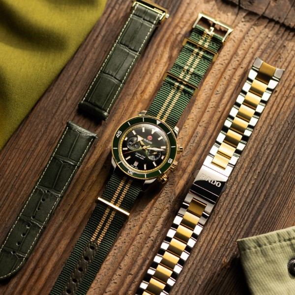 Montre Rado Captain Cook Automatic Chronographe Cadran Vert PVD Jaune