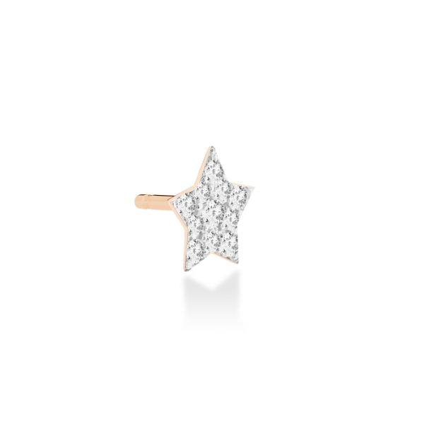 Boucle Oreille Ginette NY Solo Diamond Milky Way Open Star Or Rose