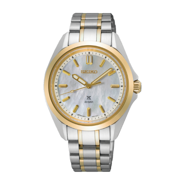 Montre Seiko Prospex SUR608 Cadran Nacre Blanche Lunette Jaune