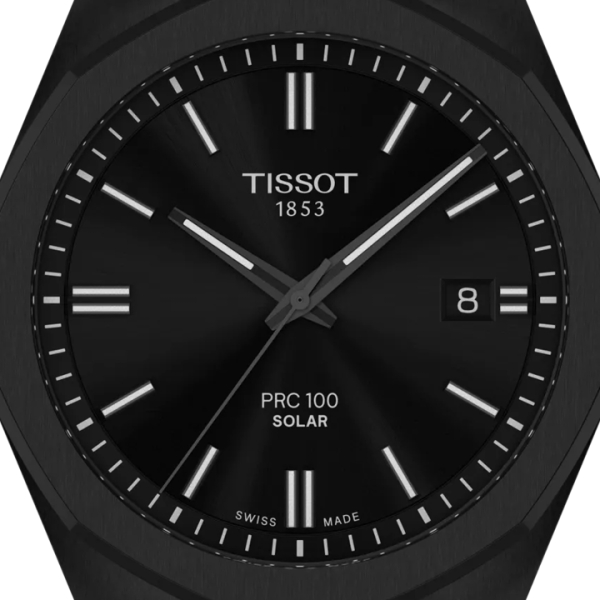 Montre Tissot PRC 100 Solar Quartz 39mm PVD Noir Bracelet Acier