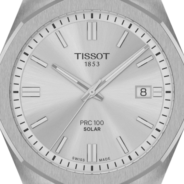 Montre Tissot PRC 100 Solar Quartz 39mm Cadran Argent Bracelet Acier