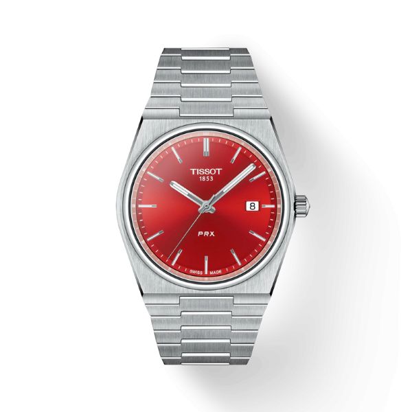 Montre Tissot PRX Quartz 40mm Cadran Rouge Bracelet Acier