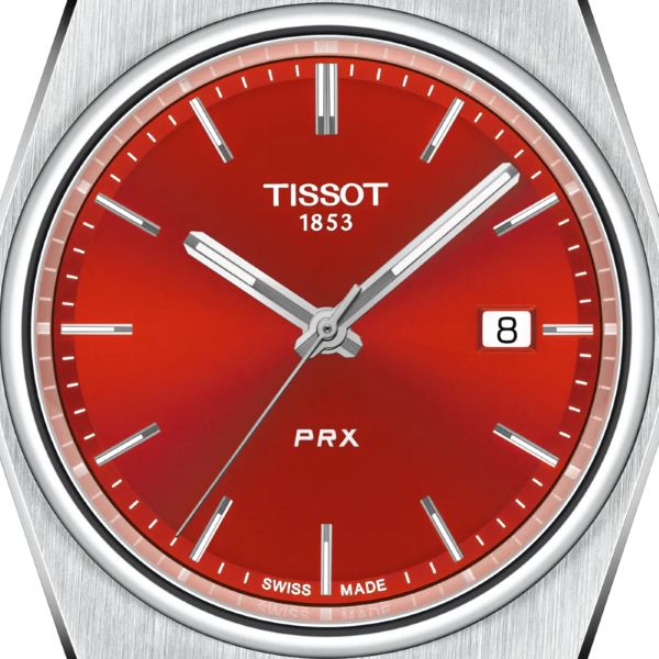 Montre Tissot PRX Quartz 40mm Cadran Rouge Bracelet Acier