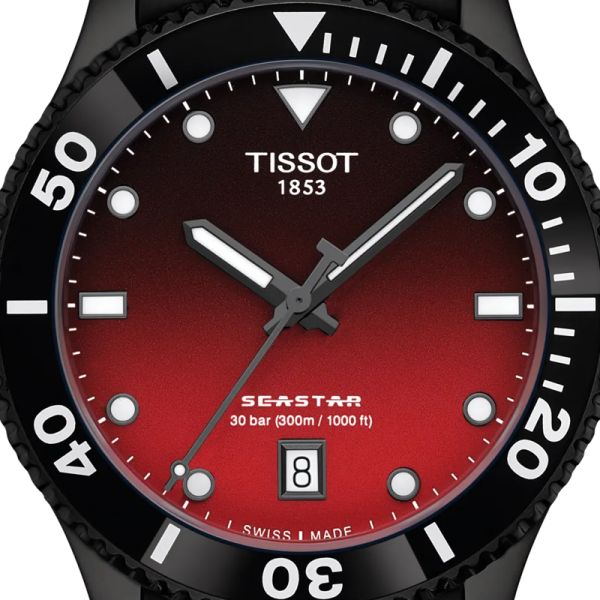 Montre Tissot Seastar 1000 Quartz 40mm Cadran Rouge dégradé