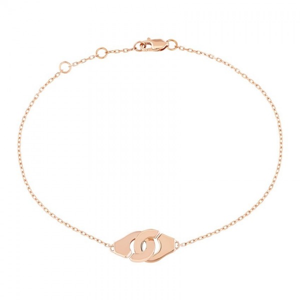 Bracelet  Dinh Van Menottes R8 Or Rose sur chaîne