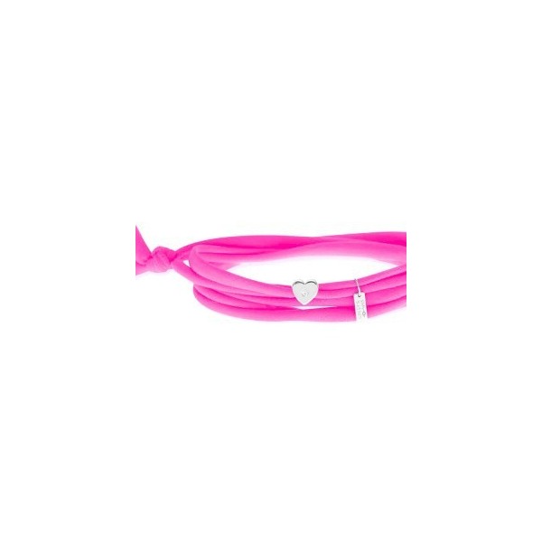 Bracelet Gresy's Sunny Love 1 diamant, argent rhodié Rose Fluo